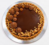 Chocolate caramel and hazelnut tart