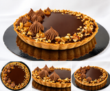 Chocolate caramel and hazelnut tart